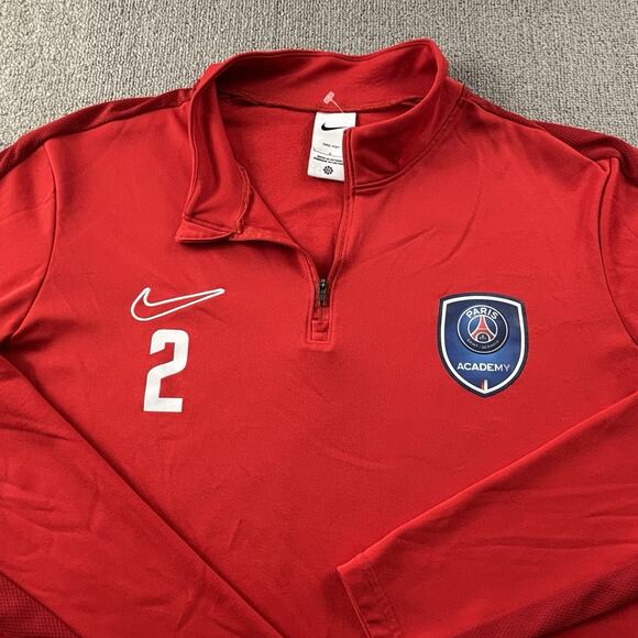 Nike Sweater Adult Large Red Long Sleeve Paris St. Germain Casual Sweatshirt Men - Picture 3 of 15